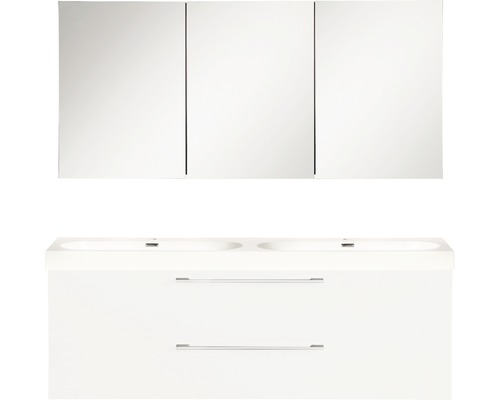 Set de meubles de salle de bains Differnz Somero lxhxp 120 x 170 x 38 cm couleur de façade blanc haute brillance avec vasque en fonte minérale blanc