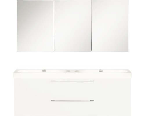Badmöbel-Set Differnz Somero BxHxT 120 x 170 x 38 cm Frontfarbe weiß hochglanz mit Waschtisch Mineralguss weiß Badmöbel-Set Differnz Somero BxHxT 120 x 170 x 38 cm Frontfarbe weiß hochglanz mit Waschtisch Mineralguss weiß