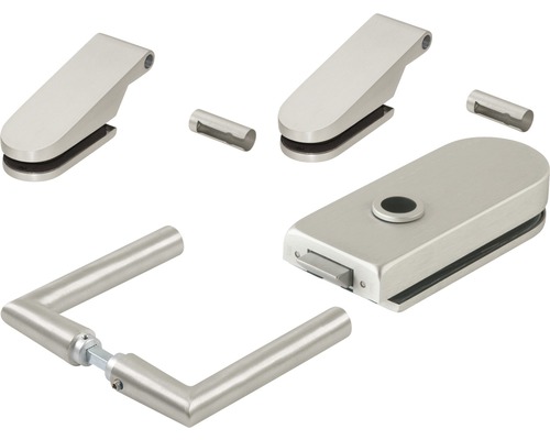 Ganzglastürbeschlag-Set mit Türgriff und Schlosskasten