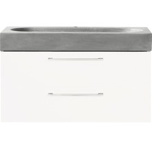 Set de meubles de salle de bains Differnz Somero lxhxp 80 x 57 x 38 cm couleur de façade blanc haute brillance avec vasque en béton gris