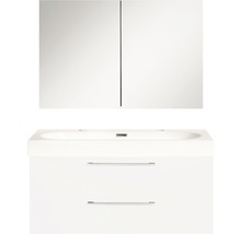 Set de meubles de salle de bains Differnz Somero lxhxp 100 x 170 x 38 cm couleur de façade blanc haute brillance avec vasque en fonte minérale blanc-thumb-0