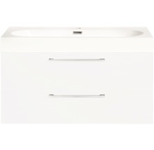 Set de meubles de salle de bains Differnz Somero lxhxp 80 x 57 x 38 cm couleur de façade blanc haute brillance avec vasque en fonte minérale blanc