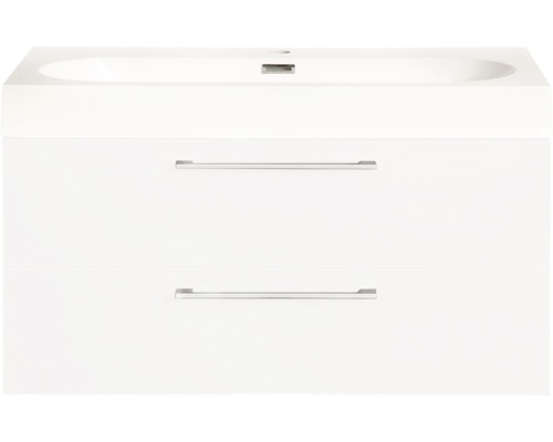 Badmöbel-Set Differnz Somero BxHxT 80 x 57 x 38 cm Frontfarbe weiß hochglanz mit Waschtisch Mineralguss weiß Badmöbel-Set Differnz Somero BxHxT 80 x 57 x 38 cm Frontfarbe weiß hochglanz mit Waschtisch Mineralguss weiß