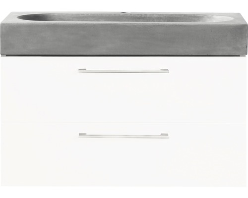 Badmöbel-Set Differnz Somero BxHxT 60 x 57 x 38 cm Frontfarbe weiß hochglanz mit Waschtisch Beton grau
