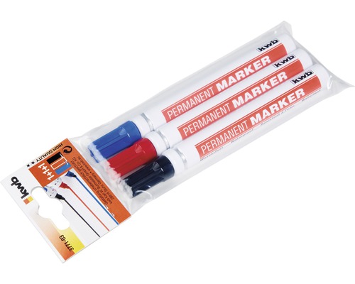 Lot de trois marqueurs permanents sous emballage