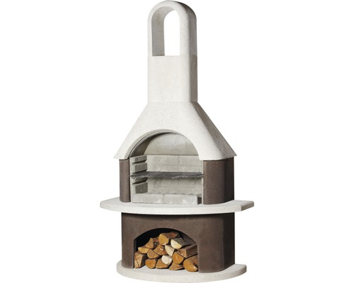 Cheminée de barbecue maçonnée avec bûches