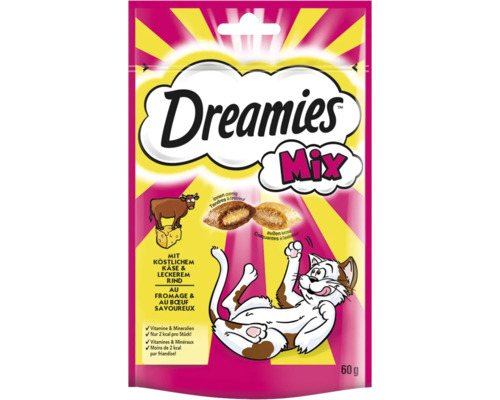 Katzensnack Dreamies Mix mit Käse und Rind 60 g Dreamies Mix Katzensnacks mit Käse und Rind in einer 60 Gramm Packung