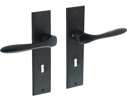 Poignée sur plaque courte Intersteel Banaan serrure à garnitures 72 mm noir Poignées de porte noires avec rosace de clé