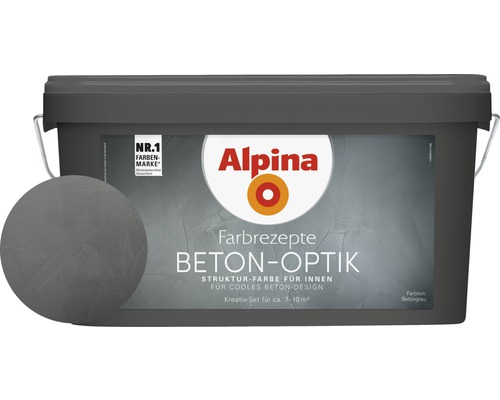 Peinture à effet Alpina Farbrezepte aspect béton kit complet gris avec truelle Alpina