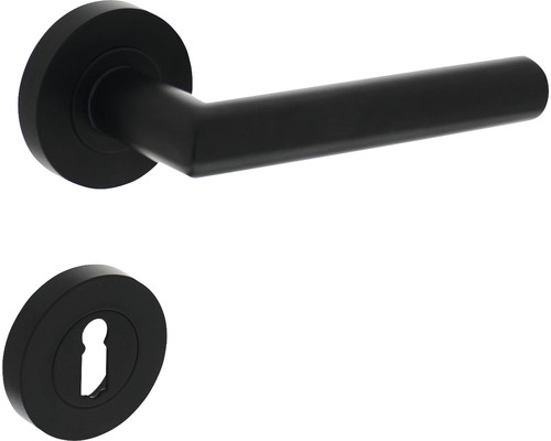 Poignée sur rosace ronde Intersteel Bastian serrure à garnitures noir Garniture de ferrures de porte avec rosace à clé