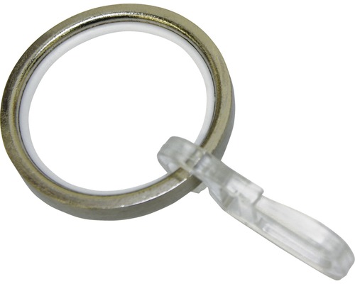 Anneau pour rideau avec crochet Chicago aspect acier inoxydable Ø 20mm, lot de 10 Anneau de rideau avec glisseur