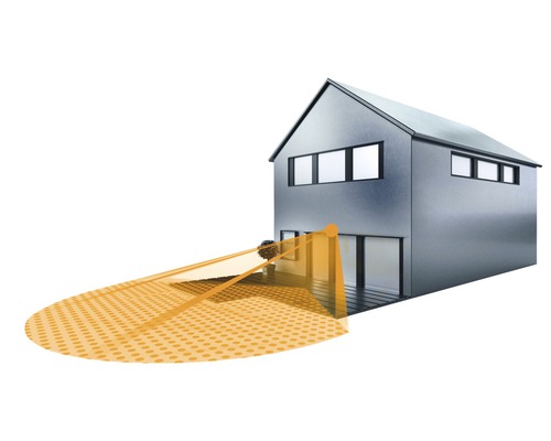 Représentation d''une maison avec un cône de lumière