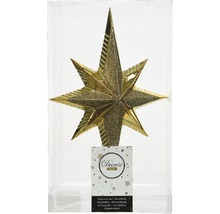 Étoile de sapin de Noël dorée en plastique dans son emballage