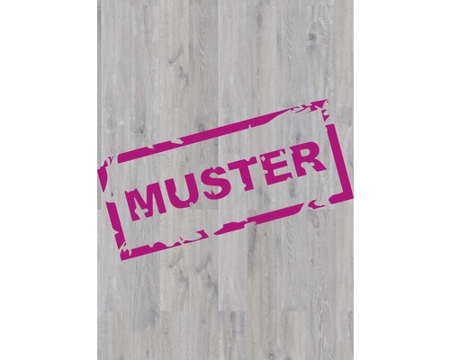 Handmuster zu Vinylboden GREEN VINYL Eiche grau Landhausdiele Klickverbindung 1290 x 173 x 4,0 mm Muster eines hellen Laminatbodens