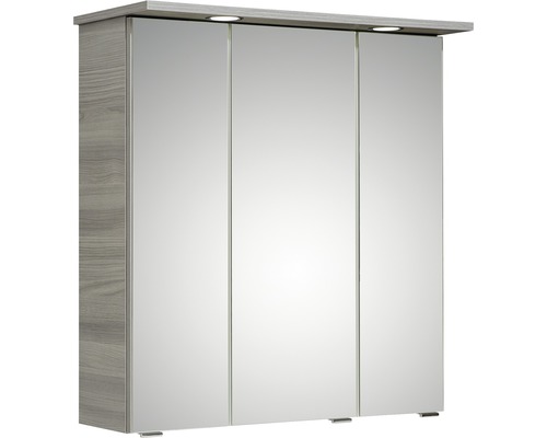 Armoire de toilette Pelipal 65 x 20 x 72 cm gris sangallo 3 portes led IP 44 Armoire de toilette à trois portes avec éclairage pour la salle de bain