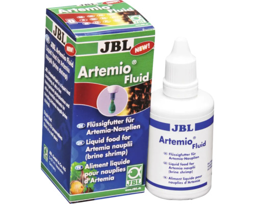 JBL Artemio Fluid Flüssigfutter für Artemia Nauplien in Flasche und Verpackung