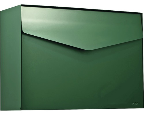 Boîte aux lettres MEFA en acier revêtu par poudre lxhxp 430x312x178 mm Letter 111 vert mousse RAL 6005 semi-mat sans porte-nom avec volet