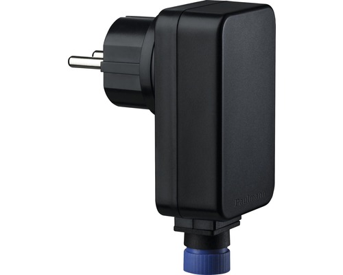 Transformateur Power Supply Plug & Shine Paulmann IP44 21W avec prise noir 230/24V Logo Paulmann sur une prise noire pour l''extérieur