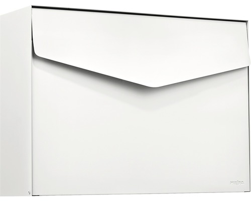 Boîte aux lettres MEFA en acier revêtu par poudre lxHxp 430x312x128 mm Letter 112 blanc pur RAL 9010 semi-mat sans porte-nom avec volet