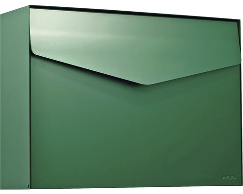 Boîte aux lettres MEFA en acier revêtu par poudre lxhxp 430x312x128 mm Letter 112 vert mousse RAL 6005 semi-mat sans porte-nom avec volet