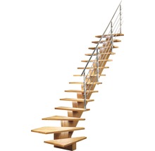 Holztreppe mit Stahlgeländer
