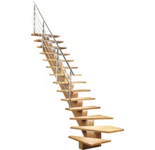 Holztreppe mit Edelstahlgeländer