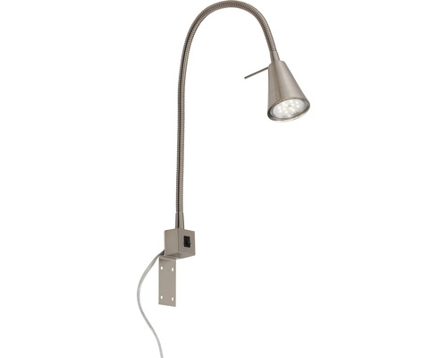 Lampe LED sur prise nickel-mat 1 ampoule 400 lm 3000 K blanc chaud H 403 mm