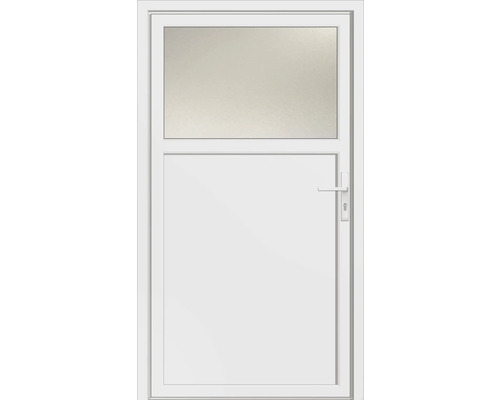 Porte de service isolante DINAR en PVC blanc panneau lisse droit poussant -  215x90cm 