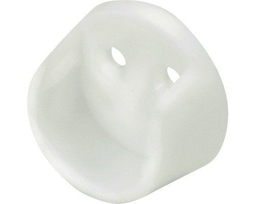 Support pour barre de penderie Ø 25 mm blanc, 25 pièces Un cabochon blanc unique avec deux trous.