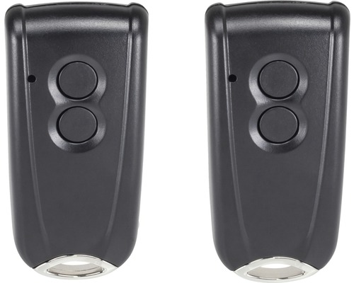 Deux télécommandes noires avec deux boutons