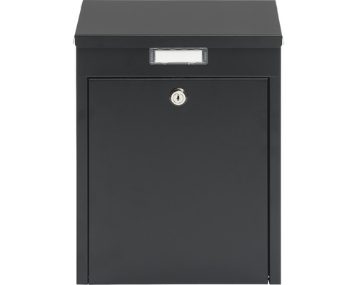 Boîte aux lettres MEFA en acier revêtu par poudre lxhxp 265/340/135 mm Lied 150 noir foncé RAL 9005 semi-mat avec porte-nom