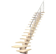 Holztreppe mit Edelstahlgeländer