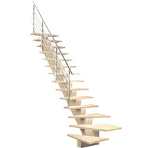 Holztreppe mit Edelstahlgeländer