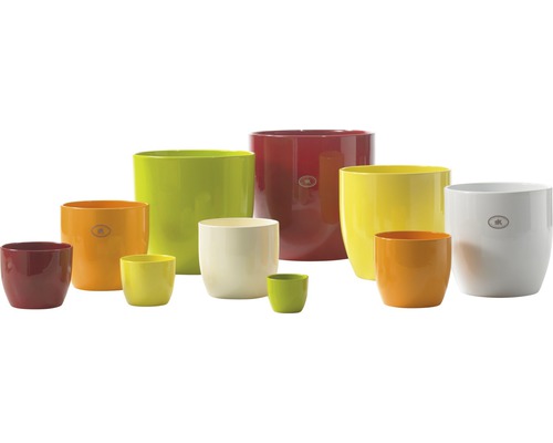 Pots de fleurs en céramique de différentes couleurs et tailles