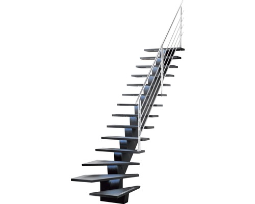 Escalier autoportant avec rampe métallique