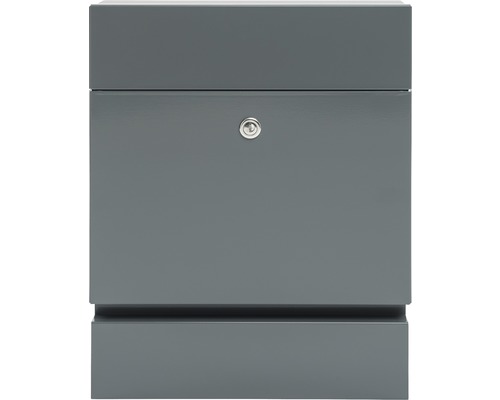 MEFA Briefkasten Stahl pulverbeschichtet BxHxT 371/465/112 mm Serenade 163 Basaltgrau RAL 7012 semimatt mit Zeitungsfach + Klappe Entnahme vorne Grauer Briefkasten mit Schloss