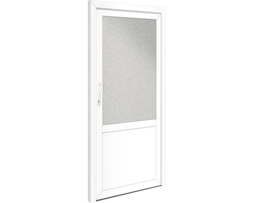 Porte de service Georgia 880 x 1980 mm gauche verrouillage à 5 points (blanc) Porte d''entrée secondaire blanche avec insert en verre