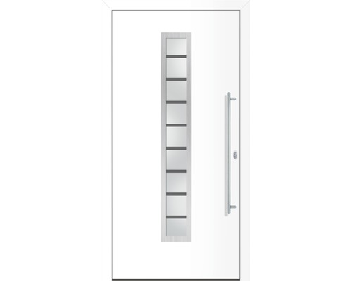 Porte d''entrée blanche avec insert en verre et poignée