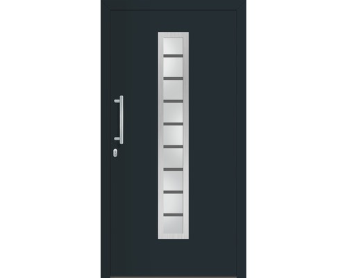 Porte d''entrée avec insert en verre, poignée de porte et serrure