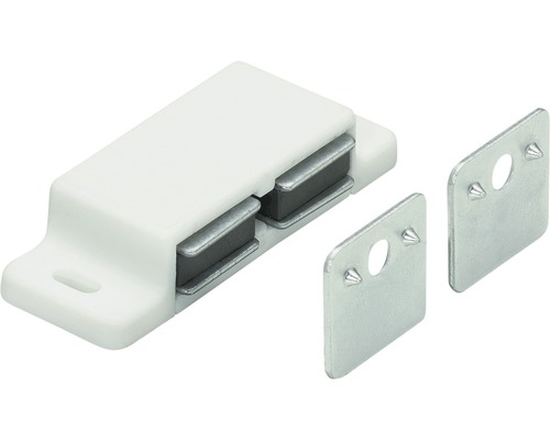 Clip magnétique pour deux portes, blanc, 25 pièces Loquet magnétique avec deux contre-plaques