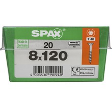Paquet de vis SPAX contenant 20 vis, taille 8x120