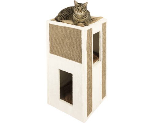 Chat sur arbre à chat à deux niveaux avec espace de couchage
