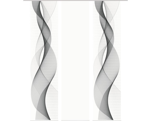 Panneau japonais impression numérique Opalia blanc gris lot de 3 60x245 cm