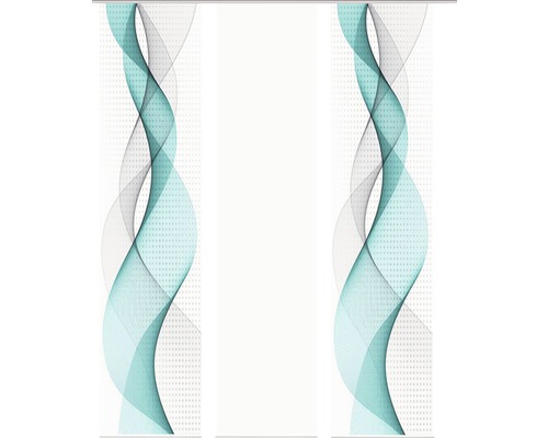 Panneau japonais impression numérique Opalia blanc turquoise lot de 3 60x245 cm Panneau japonais impression numérique Opalia blanc turquoise lot de 3 60x245 cm