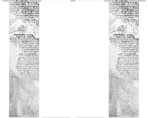 Schiebegardine Digitaldruck Wallona grau 4er-Set 60x245 cm