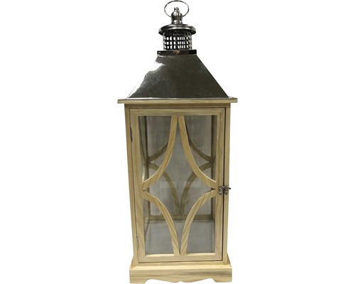 Lanterne Lafiora bois 29 x 29 x 76 cm marron, argent