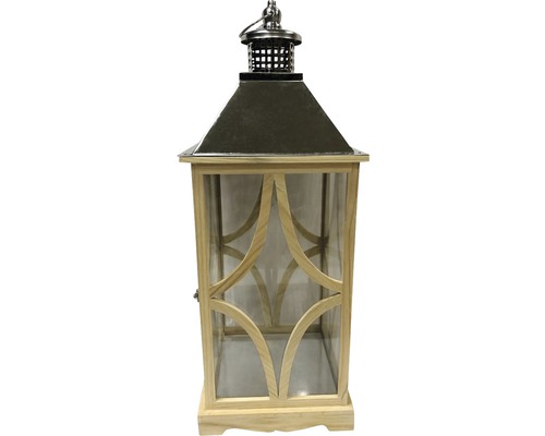 Lanterne décorative en bois et métal avec vitres