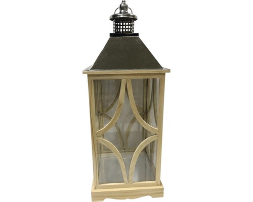 Lanterne décorative en bois et verre
