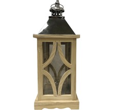 Lanterne Lafiora bois 22 x 22 x 57 cm argent