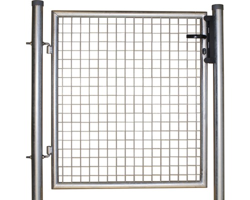 Portail de jardin avec grillage et poteaux de portail